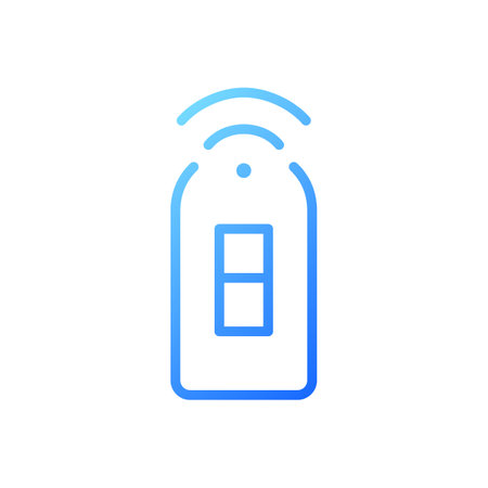 Smart light switch pixel perfect gradient linear vector icon. Remote control of home lighting via smartphone. thin line color symbol. Modern style pictogram. Vector isolated outline drawingのイラスト素材