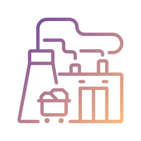 Fuel power plant pixel perfect gradient linear vector icon. thermal power station. Convert combustion into energy. thin line color symbol. Modern style pictogram. Vector isolated outline drawingのイラスト素材