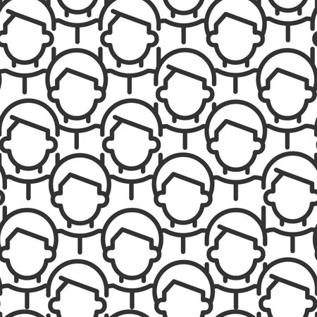 People abstract seamless pattern. Crowd. Editable vector shapes on white background. Trendy texture...