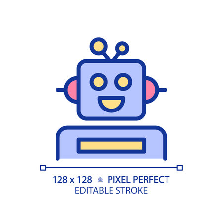 Robotics and STEM pixel perfect RGB color icon. construct simple machines. students technological skills. education system. Isolated vector illustration. Simple filled line drawing. editable strokeのイラスト素材