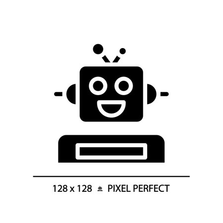 Robotics and STEM pixel perfect black glyph icon. construct simple machines. students technological skills. Education. Silhouette symbol on white space. solid pictogram. Vector isolated illustrationのイラスト素材