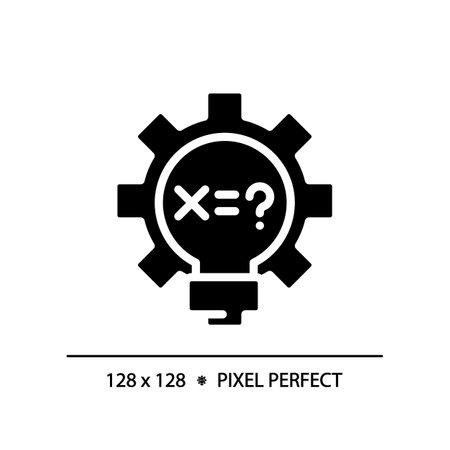 STEM in mathematics pixel perfect black glyph icon. Math lessons improvement. Alternative educational methods. Silhouette symbol on white space. solid pictogram. Vector isolated illustrationのイラスト素材