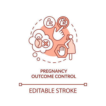 Pregnancy outcome control red concept icon. family violence. decision making. Abortion clinic. Reproductive health abstract idea thin line illustration. Isolated outline drawing. editable strokeのイラスト素材