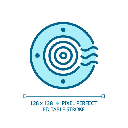 Air outlet light blue icon. Hvac system. climate control. air conditioning. building construction. RGB color sign. simple design. web symbol. Contour line. flat illustration. isolated objectのイラスト素材