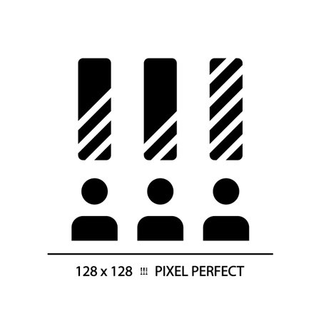 2D pixel perfect glyph style icon of candidate ranking with bar graph, isolated vector illustration, flat design chart.のイラスト素材