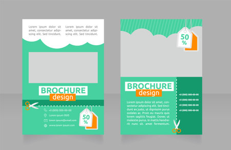 Offering low prices at grocery store blank brochure design. Template set with copy space for text. Premade corporate reports collection. Editable 2 paper pages. Bold, Regular fonts usedのイラスト素材