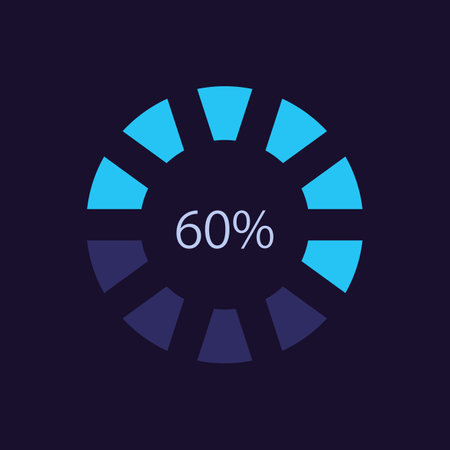 Loader bar infographic chart design template for dark theme. Circular progress wheel. Editable ring...