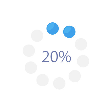 Circular dot progress infographic chart design template. Twenty percent. Editable radial infochart with performance level. visual data presentation. Myriad Pro-Bold, Regular fonts usedのイラスト素材