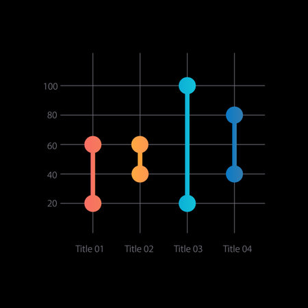 Social opinion polling infographic dot chart design template for dark theme. Numeric information comparison. Editable infochart with data points. visual data presentation. Myriad Pro-Regular font usedのイラスト素材