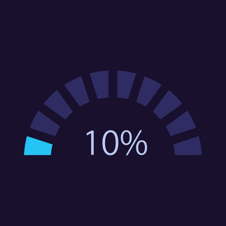 Segmented half circle infographic chart design template for dark theme. low scale. Editable arch...