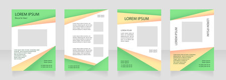 Green student blank brochure layout design. Promo for tech. Vertical poster template set with empty copy space for text. Premade corporate reports collection. Editable flyer paper pagesのイラスト素材
