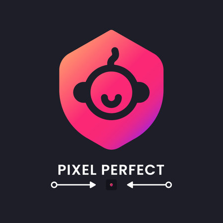 Child safety pink solid gradient desktop icon on black. parent control. under protection. baby insurance. Pixel perfect, outline 4px. Glyph pictogram for dark mode. isolated vector imageのイラスト素材