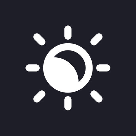 Lightness level white pixel perfect solid ui icon. color scale. Adjust video lighting. Silhouette symbol for dark mode. Glyph pictogram on black space for web, mobile. Vector isolated imageのイラスト素材