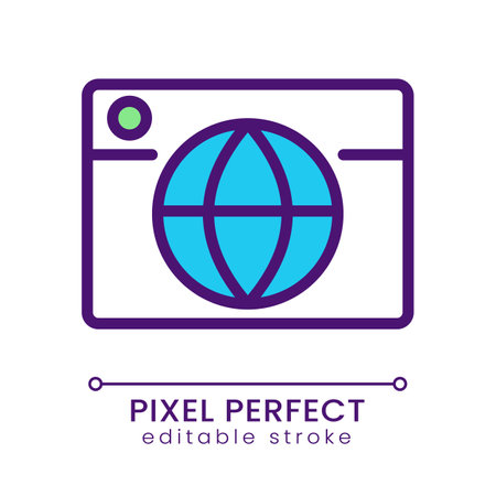 International business pixel perfect RGB color icon. global communication. Technology to connect partners. Isolated vector illustration. Simple filled line drawing. Editable stroke. Poppins font usedのイラスト素材