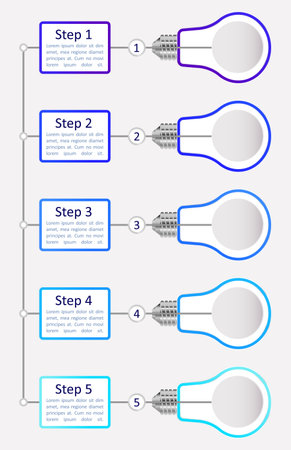 Digital innovation infographic chart design template. problem solving. Abstract infochart with copy space. Instructional graphics with 5 step sequence. visual data presentation. Calibri font usedのイラスト素材