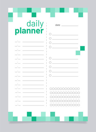 Planner for day worksheet design template. Blank printable goal setting sheet. time management sample. Scheduling page for organizing personal tasks. Barlow Bold, Oxygen Regular fonts usedのイラスト素材