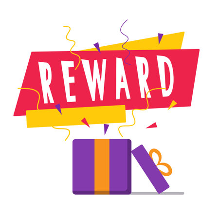 Reward colorful promotional banner. Vector decorative typography. Decorative typeset style. Latin script for headers. Trendy advertising for graphic posters, banners, invitations textsのイラスト素材