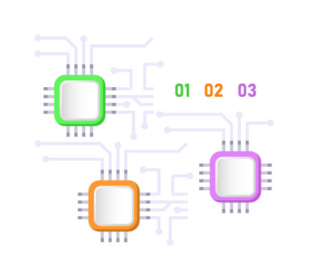 High technology infographic chart design element set. Abstract vector symbols for infochart with blank copy spaces. Kit with shapes for instructional graphics. Visual data presentationのイラスト素材