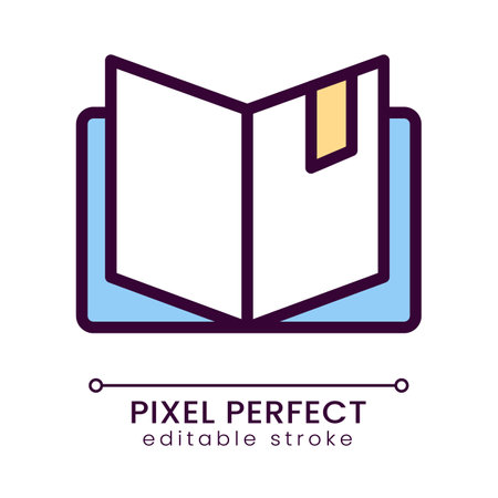 Open book pixel perfect RGB color icon. business planner. educational literature. web browser history. Isolated vector illustration. Simple filled line drawing. Editable stroke. Poppins font usedのイラスト素材