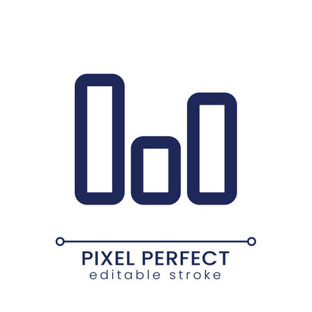 Column chart pixel perfect linear ui icon. Business analytics online. stock market. GUI, UX design. Outline isolated user interface element for app and web. Editable stroke. Poppins font usedのイラスト素材