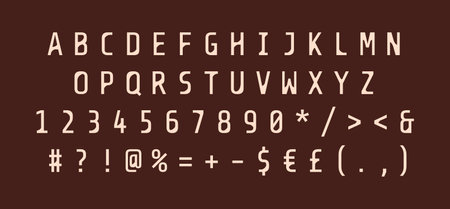 Light rounded alphabet set for dark theme. Vector decorative typography. Decorative typeset style. Latin script for headers. Trendy letters and numbers for graphic posters, banners, invitations textsのイラスト素材