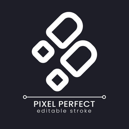 Shoe shine service pixel perfect white linear ui icon for dark theme. Clean footwear. Vector line pictogram. Isolated user interface symbol for night mode. Editable stroke. Poppins font usedのイラスト素材