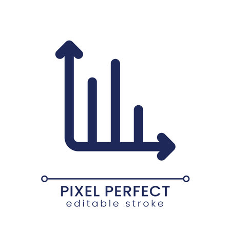 Infochart pixel perfect linear ui icon. Visualization of data analysis. business growth. GUI, UX design. Outline isolated user interface element for app and web. Editable stroke. Poppins font usedのイラスト素材