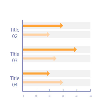 Clustered column arrows infographic chart design template. business development. Editable infochart with horizontal bar graphs. visual data presentation. Myriad Pro-Bold, Regular fonts usedのイラスト素材