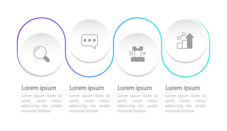 Marketing strategy infographic chart design template. Editable infochart with icons. Instructional graphics with 4 step sequence. visual data presentation. Myriad Pro Regular font usedのイラスト素材