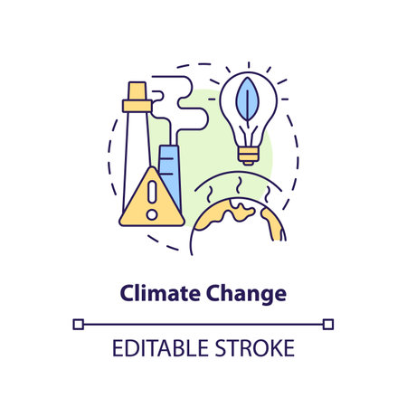 Editable climate change concept, isolated vector, thin line icon representing carbon border adjustment.のイラスト素材