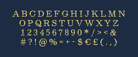 Black classic alphabet set for dark theme. Vector decorative typography. Decorative typeset style. Latin script for headers. Trendy letters and numbers for graphic posters, banners, invitations textsのイラスト素材