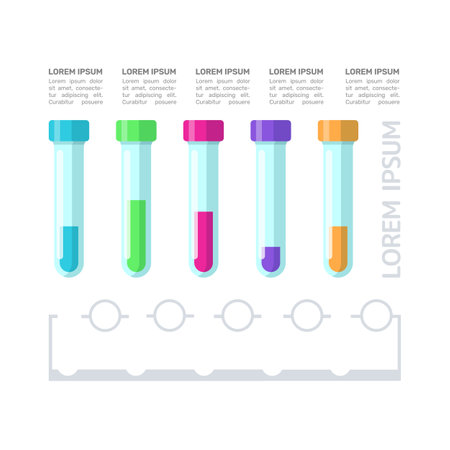 Laboratory research infographic chart design element set. Abstract vector symbols for infochart with blank copy spaces. Kit with shapes for instructional graphics. Visual data presentationのイラスト素材