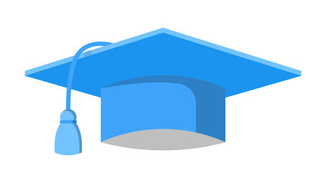 Blue graduation hat vector design element. Abstract customizable symbol for infographic with blank copy space. Editable shape for instructional graphics. Visual data presentation componentのイラスト素材