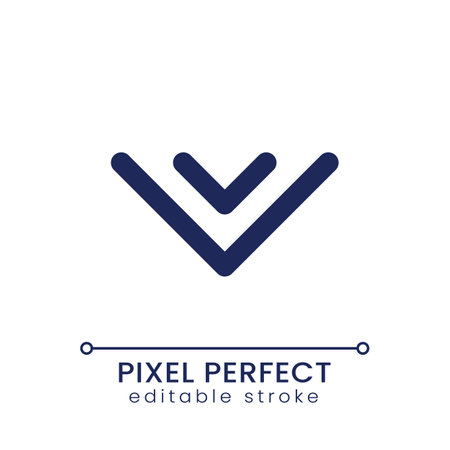 Scroll to bottom pixel perfect linear ui icon. latest message. new information. GUI, UX design. Outline isolated user interface element for app and web. Editable stroke. Poppins font usedのイラスト素材