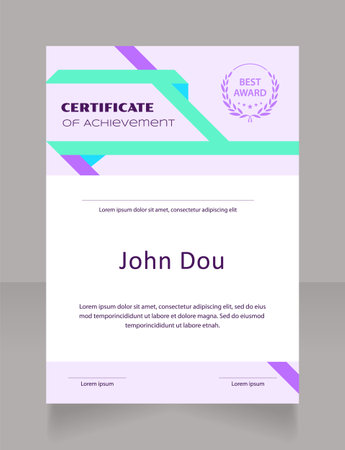 Applied economics certificate design template. Vector diploma with customized copyspace and borders. Printable document for awards and recognition. Syncopate, Poller One, Arial Regular fonts usedのイラスト素材