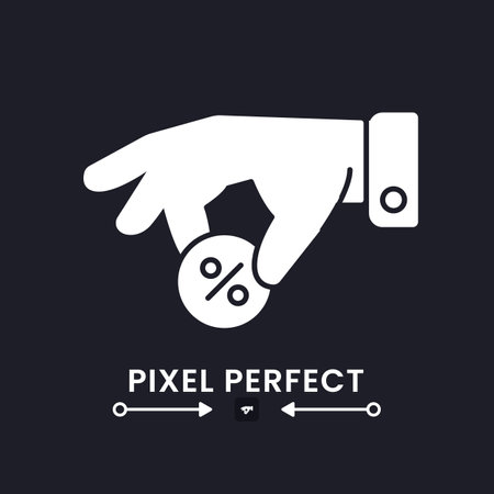 Profit percentage white solid desktop icon. Income tax. banking loan. investment returns. Pixel perfect, outline 2px. Silhouette symbol for dark mode. Glyph icon. Vector isolated imageのイラスト素材