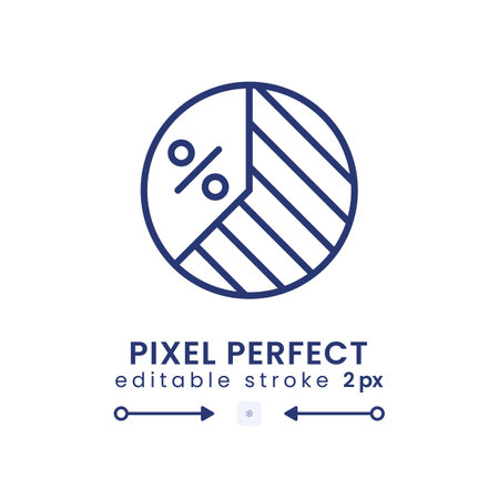 Pie chart linear desktop icon. market analysis. financial report. data visualization. Pixel perfect, outline 2px. GUI, UX design. Isolated user interface element for website. editable strokeのイラスト素材