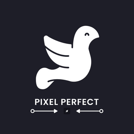 Peace white solid desktop icon. nonviolence movement. nonprofit organization. religious charity. Pixel perfect, outline 2px. Silhouette symbol for dark mode. Glyph icon. Vector isolated imageのイラスト素材