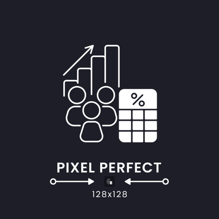 Dividends Tax white solid desktop icon. taxable earnings. shareholder payment levy. Pixel perfect 128x128, outline 2px. Silhouette symbol for dark mode. Glyph icon. Vector isolated imageのイラスト素材