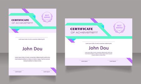Business economics certificate design template set. Vector diploma with customized copyspace and borders. Printable document for awards and recognition. Syncopate, Poller One, Arial Regular fonts usedのイラスト素材