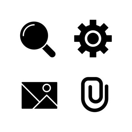 Website elements black glyph icons set on white space. digital technology. business development. E-commerce providing. silhouette symbols. Solid pictogram pack. Vector isolated illustrationのイラスト素材