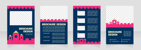 Medieval architecture heritage blank brochure design. Template set with copy space for text. Premade corporate reports collection. Editable 4 paper pages. Myriad Pro, Cairo fonts usedのイラスト素材