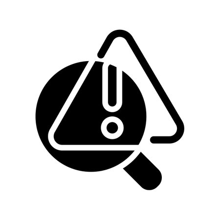Problem identification black glyph icon. problem solving process. Detect and fix mistake. Troubleshooting. Silhouette symbol on white space. solid pictogram. Vector isolated illustrationのイラスト素材
