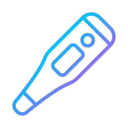 Electronic thermometer pixel perfect gradient linear vector icon. temperature measurement tool. diagnostic device. thin line color symbol. Modern style pictogram. Vector isolated outline drawingのイラスト素材