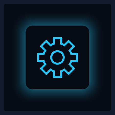 Focused settings button UI element template. Editable isolated vector dashboard component. flat user interface. visual data presentation. Web design widget for mobile application with dark themeのイラスト素材