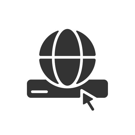 Search for information on internet black glyph icon. Online data sources. customer request processing. Silhouette symbol on white space. solid pictogram. Vector isolated illustrationのイラスト素材