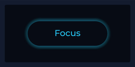 Focused button state UI element template. Editable isolated vector dashboard component. flat user...