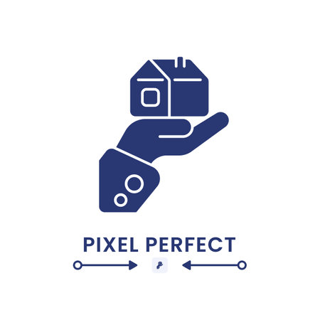 Homeownership black solid desktop icon. real estate. property ownership. Buying house. home loan. Pixel perfect, outline 2px. Silhouette symbol on white space. Glyph icon. isolated vector imageのイラスト素材