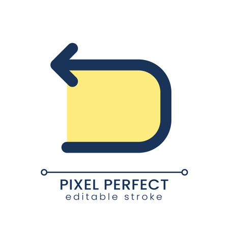Backward arrow pixel perfect RGB color ui icon. Previous page. control panel. Simple filled line element. GUI, UX design for mobile app. Vector isolated pictogram. Editable stroke. Poppins font usedのイラスト素材