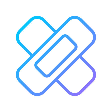 Adhesive bandage pixel perfect gradient linear vector icon. medical dressing. Sticking plaster. Injury healing. thin line color symbol. Modern style pictogram. Vector isolated outline drawingのイラスト素材